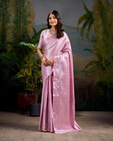 Baby Pink Color Kanjivaram Saree With Zari Work