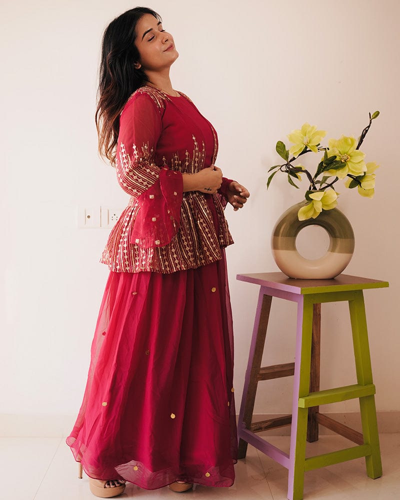 Rani Pink Color Georgette Embroidered Lehenga Choli