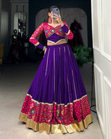 Designer Purple Color Cotton Printed Silk Lehenga Choli