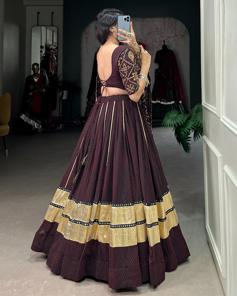 Brown Color Georgette Navratri Lehenga Choli