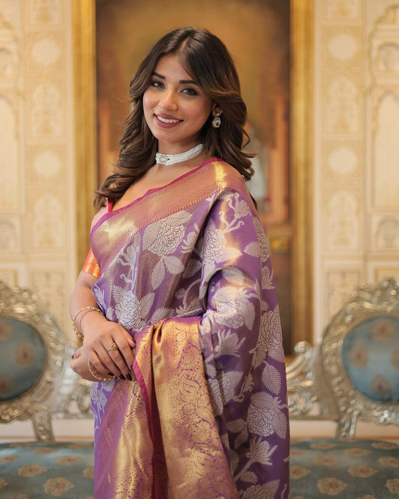 Purple Color Kanjivaram Soft Silk Saree