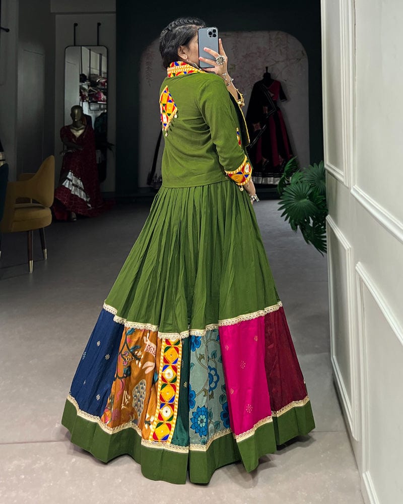 Mehndi Color Pure Rayon Navratri Lehenga Choli