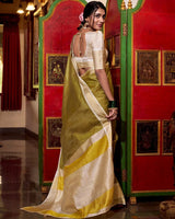 Green Color Weightless Jacquard Chex Saree
