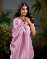 Baby Pink Color Kanjivaram Saree With Zari Work
