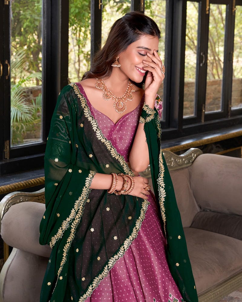 Pink Color Kanchipuram Lehenga Choli