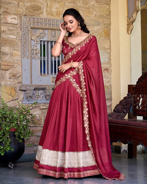 Maroon Color Vichitra Silk Sequins Lehenga Choli