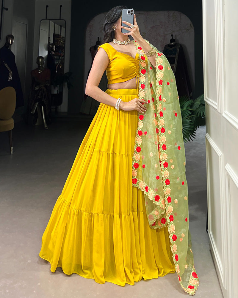 Mustard Color Georgette Lehenga Choli