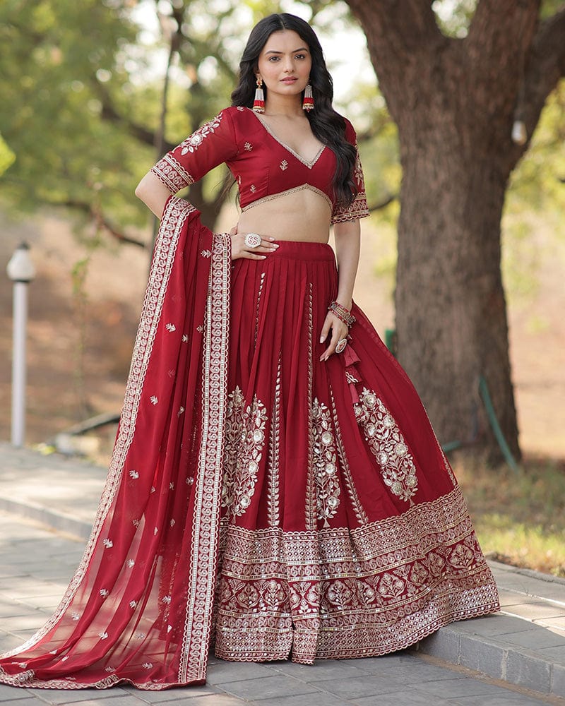Maroon  Color Designing Blooming Lehenga Choli