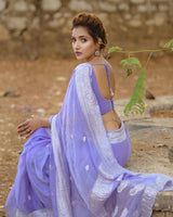 New Design Purple Color Soft Cotton Saree