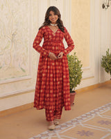 Designer Red Color Georgette Printed Co-Ord Set
