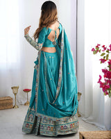 Bottle Green Color Natural Crepe silk Lehenga Choli