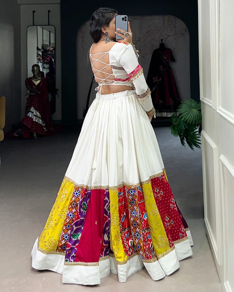 Multi White Color Pure Rayon Navratri Lehenga Choli