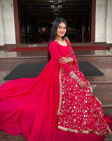 Payel Saha Rani Pink Color Soft Georgette With Heavy Embroidery Work Dupatta Anarkali Suit