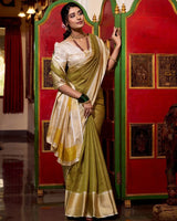 Green Color Weightless Jacquard Chex Saree