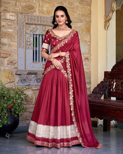 Maroon Color Vichitra Silk Sequins Lehenga Choli