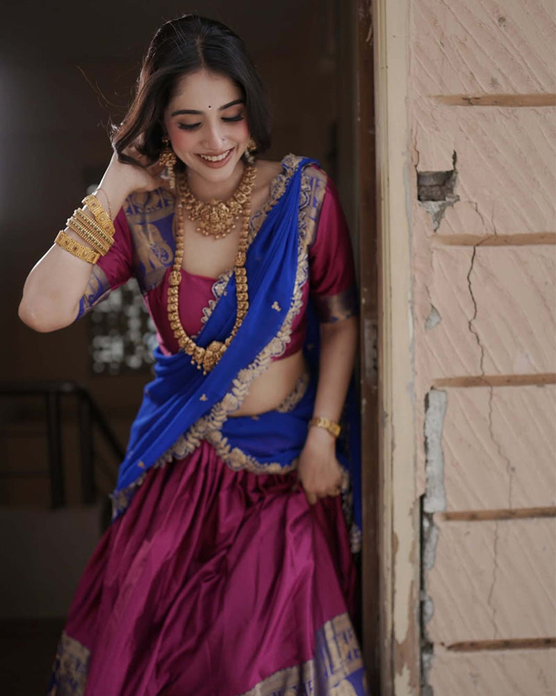 Pratiksha In Pink Color Narayan Pattu Silk Designer Lehenga Choli