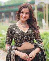 Black Color Rangoli Silk Embroidered Lehenga Choli