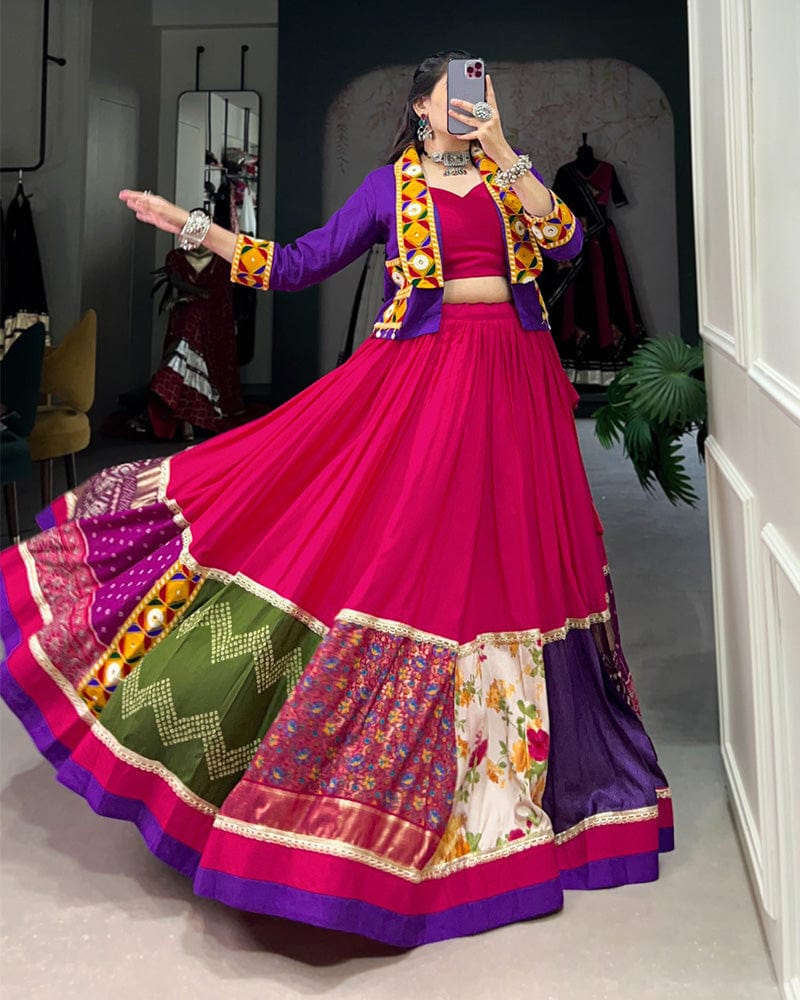 Pink Color Pure Rayon Navratri Lehenga Choli