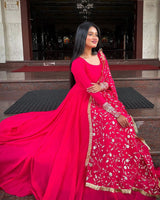 Payel Saha Rani Pink Color Soft Georgette With Heavy Embroidery Work Dupatta Anarkali Suit