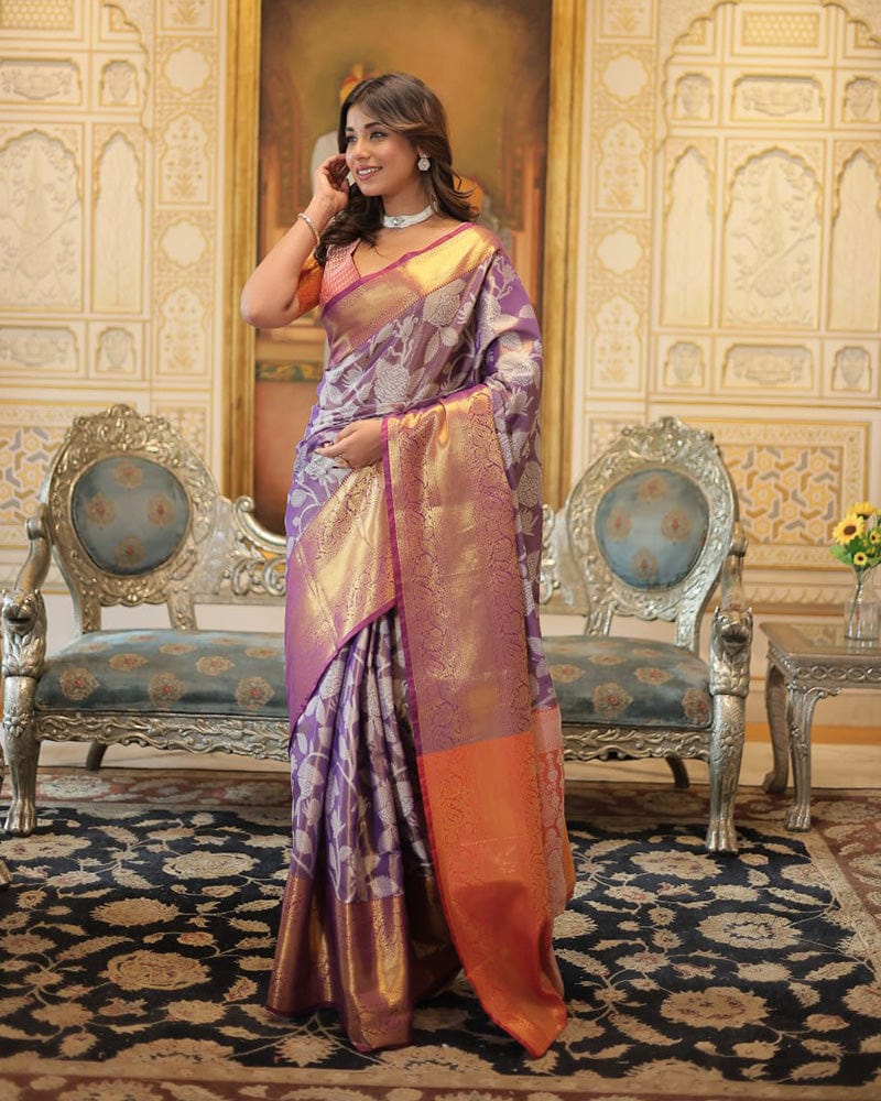 Purple Color Kanjivaram Soft Silk Saree