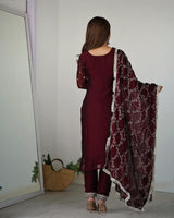 Maroon Color Rangoli Silk Three Piece Kurti Suit