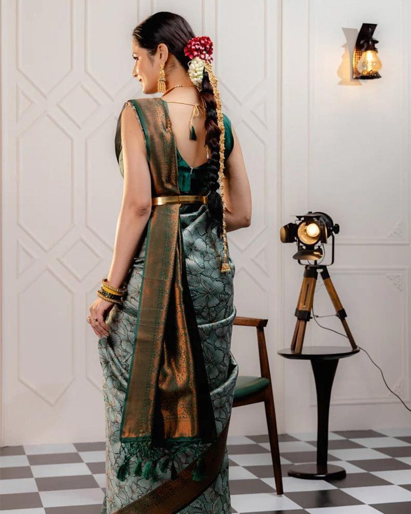 Pista Color Banarasi Jacquard Soft Silk Saree