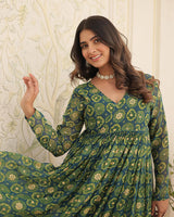 Designer Rama Color Georgette Printed Co-Ord Set