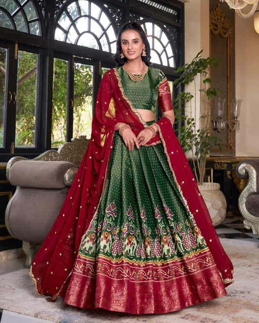 Green Color Kanchipuram Lehenga Choli