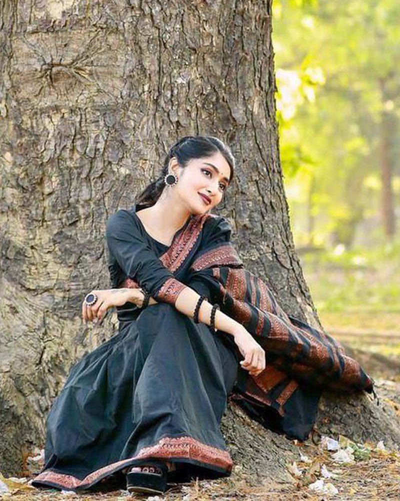 Copper Black color Soft Silk Saree