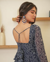 Navy Blue Color Georgette Three Piece Anarkali Suit