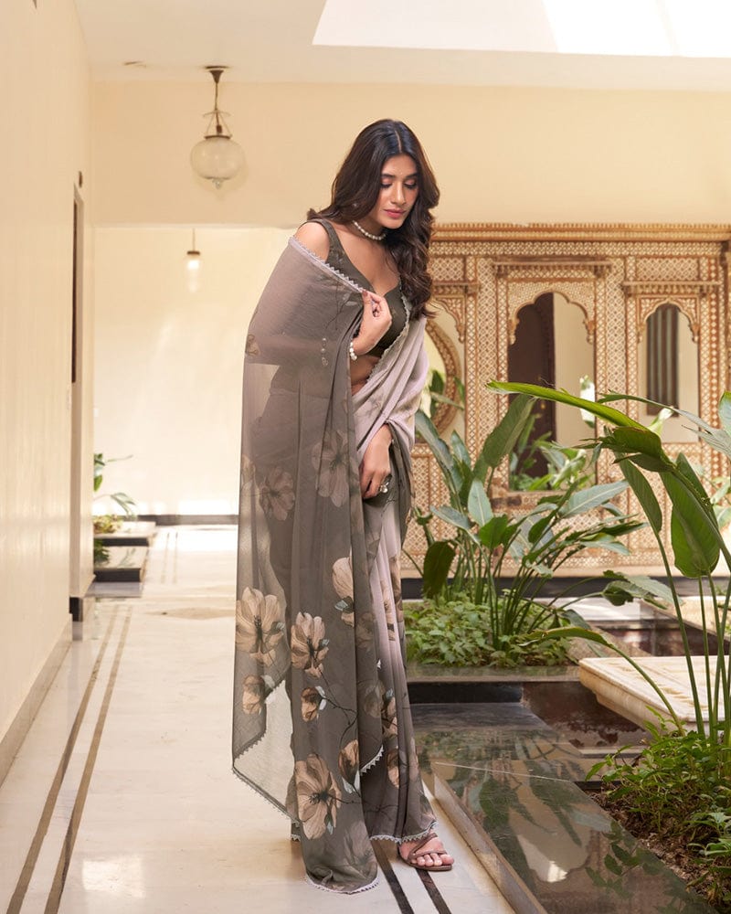 Chikoo Color Weightless Marble Saree