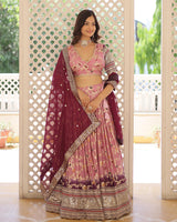 Lavender Color Pure Viscose Jacquard Lehenga Choli