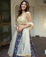 Blue Color Digital Print Art Silk Lehenga Choli