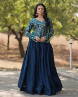Rama Color Vichitra Shimmer Crop Top Lehenga Choli