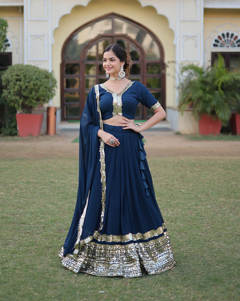 Rama Color Georgette Sequence Embroidery Lehenga Choli