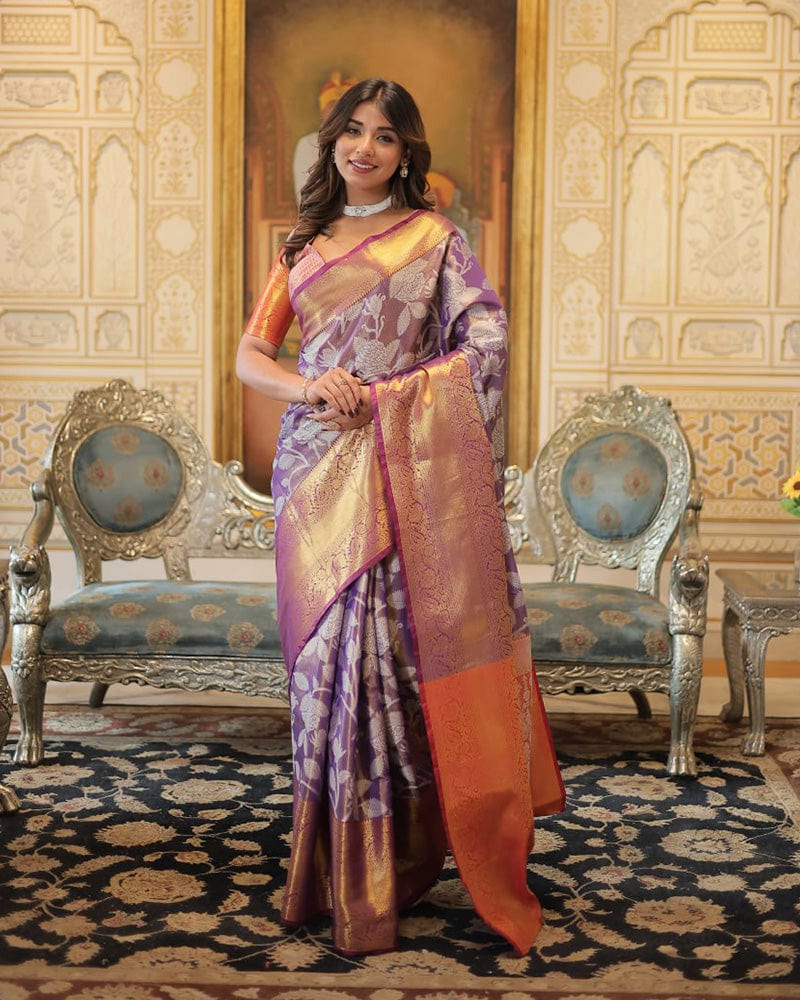 Purple Color Kanjivaram Soft Silk Saree