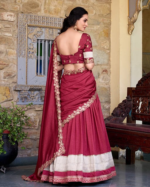 Maroon Color Vichitra Silk Sequins Lehenga Choli