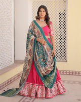 Pink Color Jacquard Lehenga Choli With Gaji Silk Dupatta