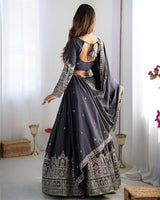 Black Color Natural Crepe silk Lehenga Choli