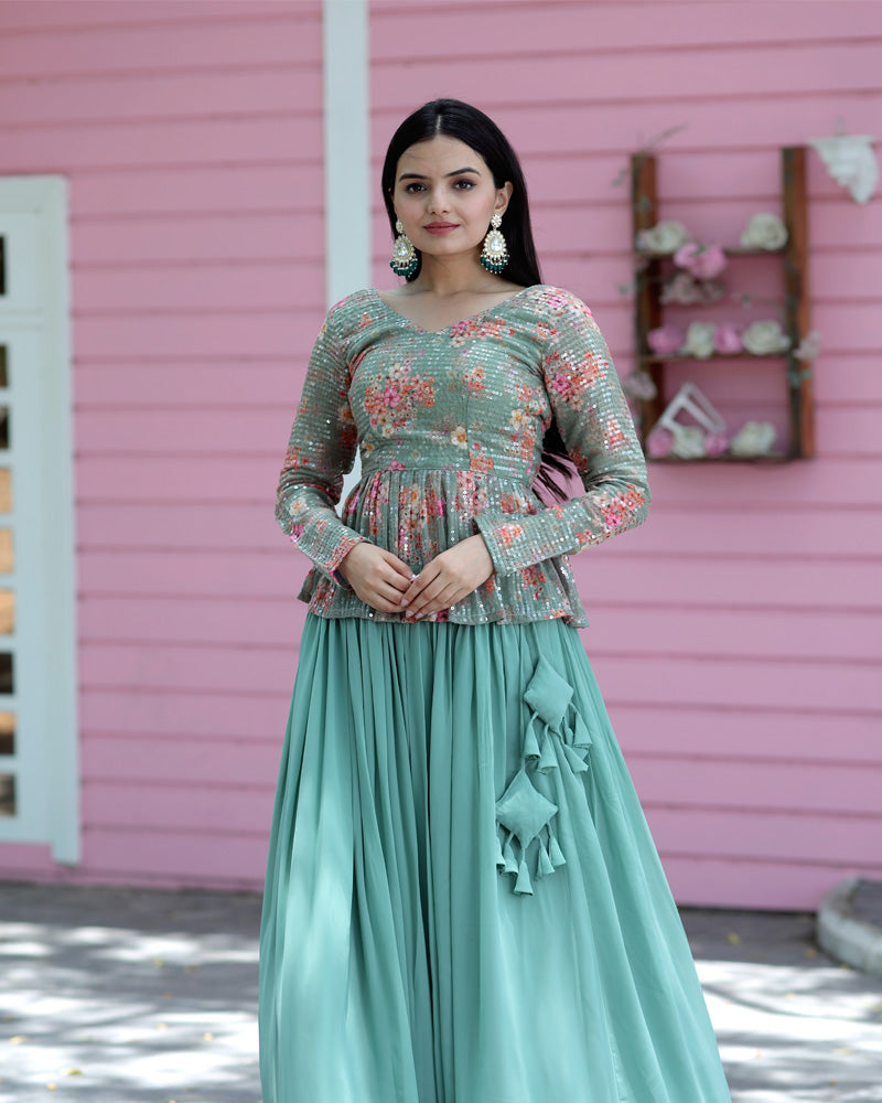 Rama Color Designer Sequins Embroidery  Ready to Wear Lehenga Choli