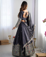 Black Color Natural Crepe silk Lehenga Choli