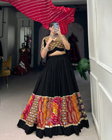 Multi Black Color Pure Rayon Navratri Lehenga Choli