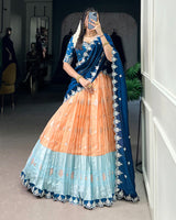Orange Color Zari Kota Embroidered Lehenga Choli