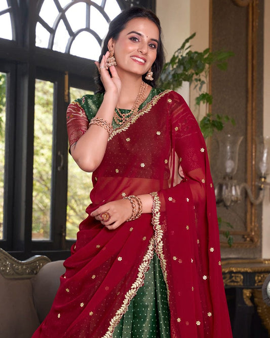 Green Color Kanchipuram Lehenga Choli