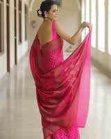 Pink Color Banarasi Jacquard Soft Silk Saree