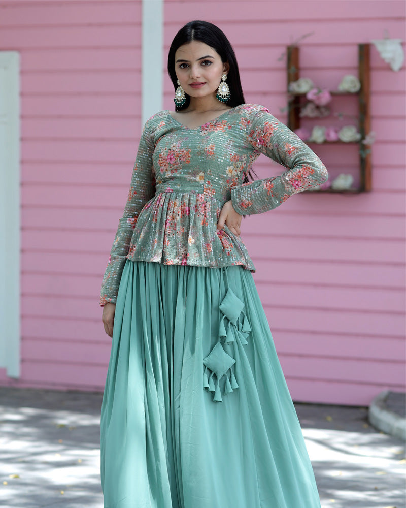 Rama Color Designer Sequins Embroidery  Ready to Wear Lehenga Choli