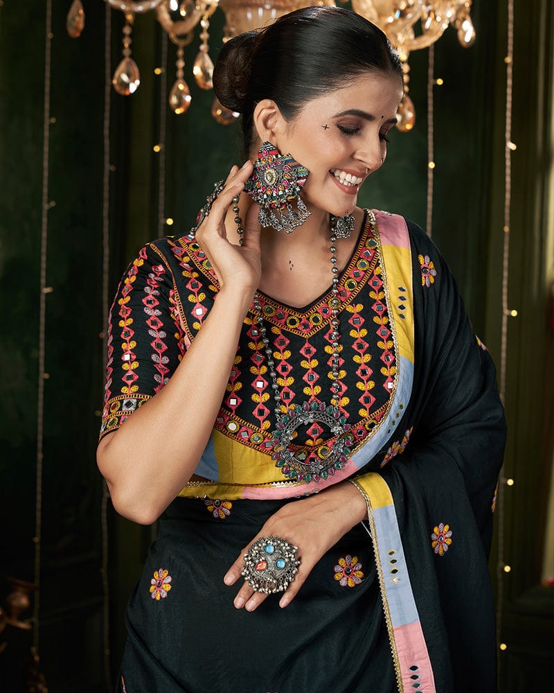 Multi Color Maslin Cotton Printed Navratri Lehenga Choli