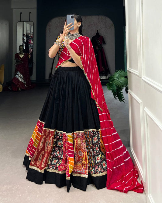 Multi Black Color Pure Rayon Navratri Lehenga Choli