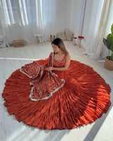 Orange Color Georgette Five Layer Ruffle Style Anarkali Suit
