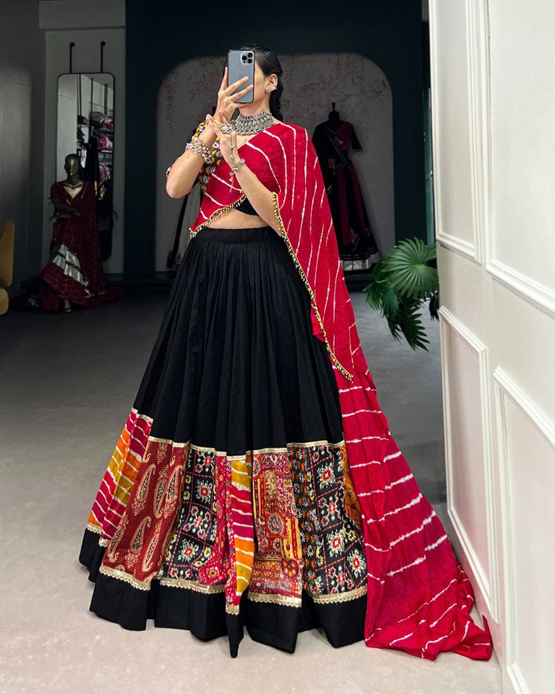 Multi Black Color Pure Rayon Navratri Lehenga Choli